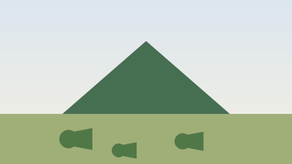 三輪山と小さな古墳群