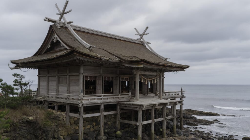 朝霧の棚田と稲穂